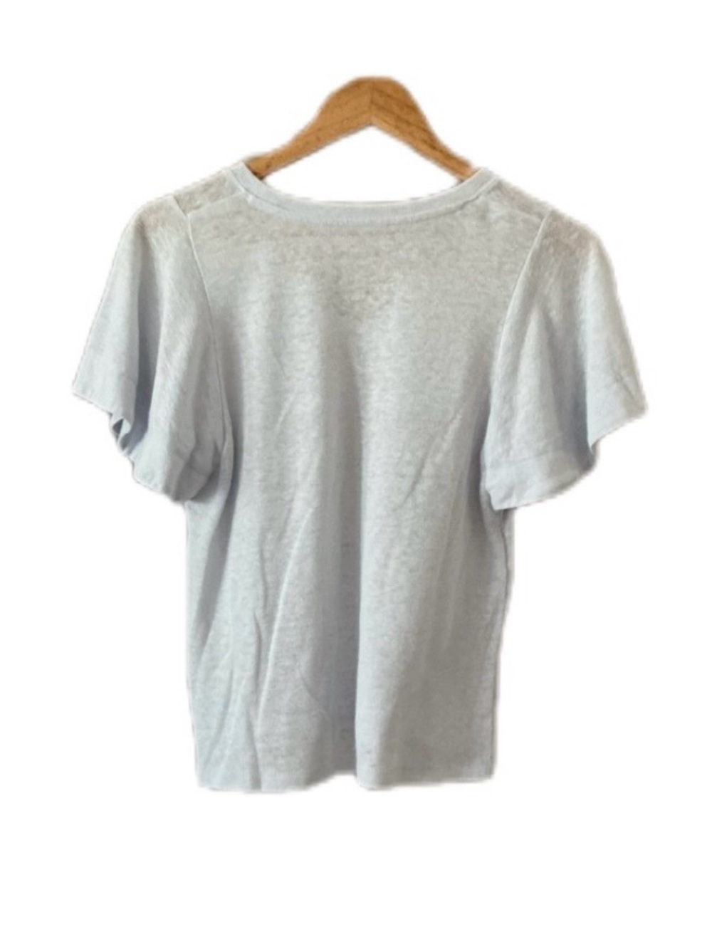 a new day Light Blue Linen V-Neck Short Flutter Sleeve Tee - Picture 2 of 3